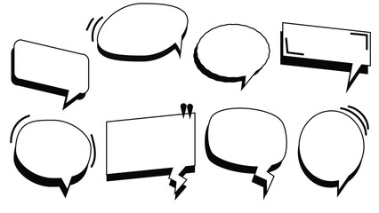 set of blank white speech bubbles, conversation box, frame talk, speak ballon, thinking balloons, border frame, thought bubble on white background