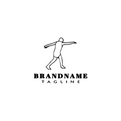 discus thrower logo cartoon icon design template black isolated vector illustration