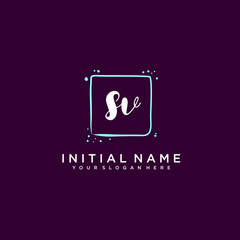 SV monogram logo template vector	