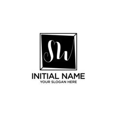 SW monogram logo template vector	