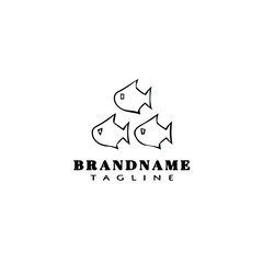 animal fish cartoon logo template icon design black simple vector illustration
