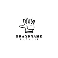 glove logo cartoon design template icon black isolated vector