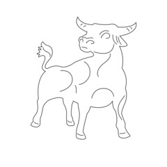 contour drawing of the zodiac sign taurus on a white background