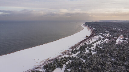 Winter view of the beach in Gdańsk Stogi.