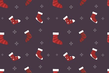 Christmas Socks Flat Seamless Pattern