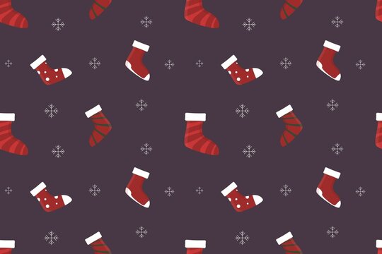 Christmas Socks Flat Seamless Pattern