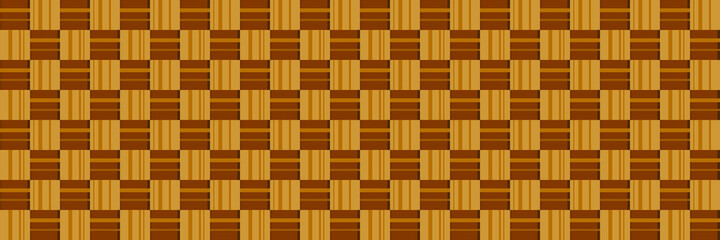 Seamless pattern Basket background Wooden structure. Chess board. yellow brown