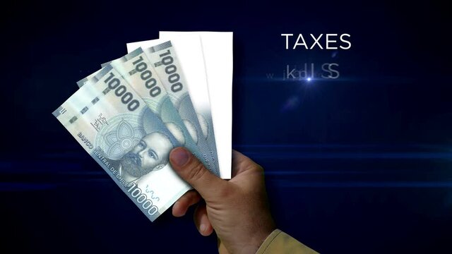 Chile Peso paper note holding. Fan of CLP banknotes in hand. Metaphor concept of income loss, cost of live, tax, credits and money decline.