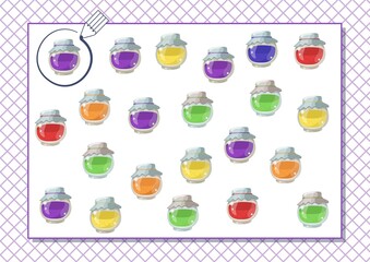 Circle violet color. Kindergarten worksheet to help children strengthen his visual discrimination skills. Different jams.