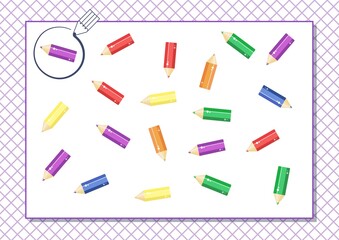Circle violet color. Kindergarten worksheet to help children strengthen his visual discrimination skills. Different pencils