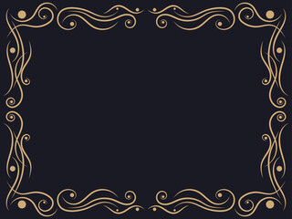 Art deco frame. Vintage linear border with curlicues. Art Nouveau design a template for invitations, leaflets and greeting cards. The style of the 1920s - 1930s. Vector illustration