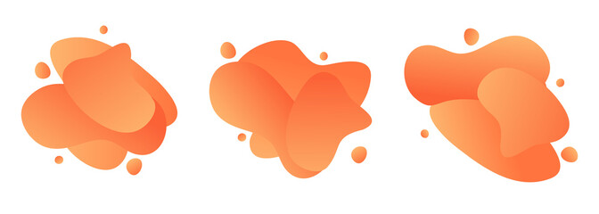 Set of orange abstract modern graphic elements. Dynamical colored forms. Gradient abstract banners with flowing liquid shapes. Template for the design of a logo, flyer or presentation.