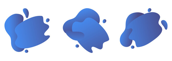 Set of blue abstract modern graphic elements. Dynamical colored forms. Gradient abstract banners with flowing liquid shapes. Template for the design of a logo, flyer or presentation.
