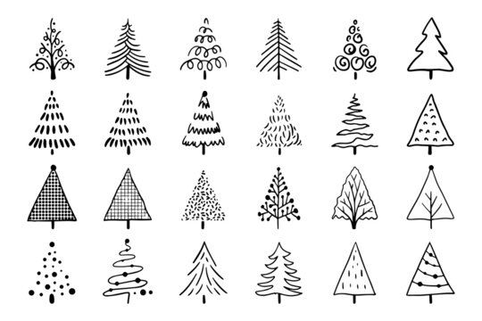 Christmas tree Icon Hand draw doodle Sketch