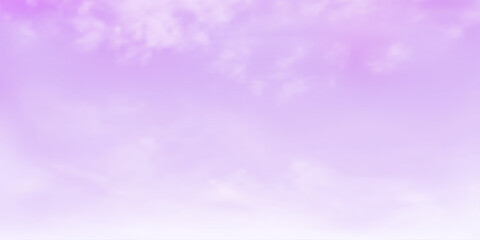 Obraz premium Panorama Clear and soft purple sky and white cloud detail with copy space. Sky Landscape Background. Summer heaven with colorful clearing sky. Vector illustration. Sky clouds background.
