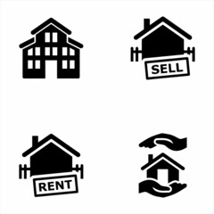 Real Estate Black Icon Set 1