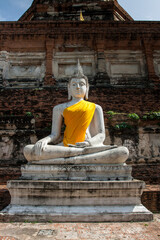Statue of Buddha at Ayutthaya, the 13 century history capital city of Kingdom of Siam, Ayutthaya, Phra Nakhon Si Ayutthaya Province, Thailand. 