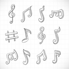 Hand draw music Notes sketch set design