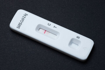 Negative Sars-Cov-2 antigen rapid test on black background