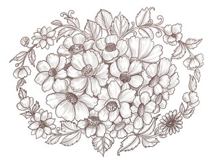 .Hand drawing and sketch decorative floral background