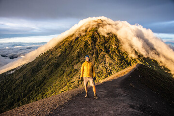 Late afternoon sunlight and clouds on the Acatenango trek, Guatemala