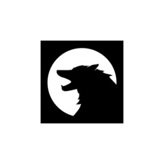 Vector logo wolf's head on a white moon background