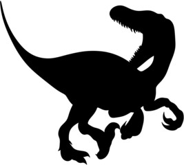 Dinosaur silhouette. velociraptor. Dino. Isolated illustration of a dinosaur.