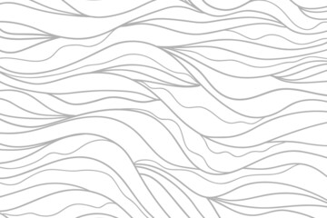 Monochrome wave pattern. Wavy background. Hand drawn lines. Hair texture. Doodle for design. Line art. Black and white wallpaper