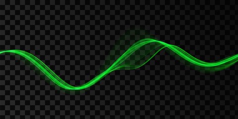 Green abstract wave. Magic line design. Flow curve motion element. Neon gradient wavy illiustration.