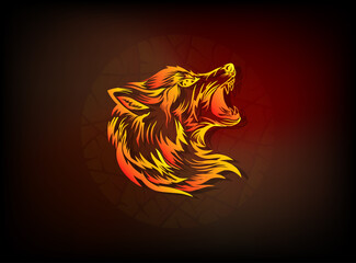 head wolf logo illustrations, roaring wolf