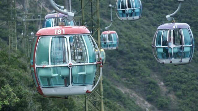 Cable cars operation to carry tourists here to the peak.