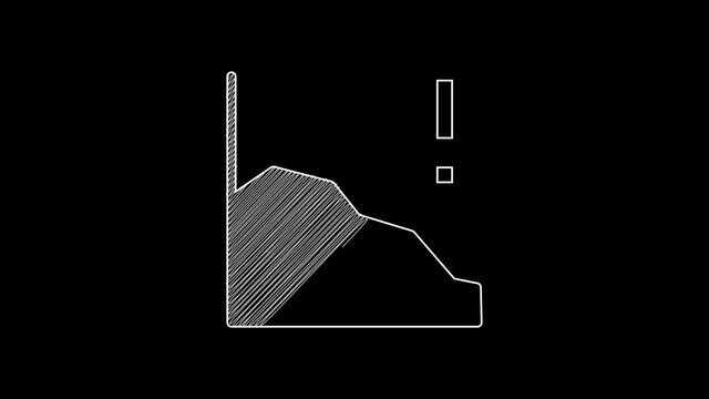 White line Financial growth decrease icon isolated on black background. Increasing revenue. 4K Video motion graphic animation