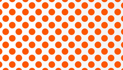 Orange polka dot white background. minimalist style horizontal dots, circle, pattern wallpaper. Vector illustration.