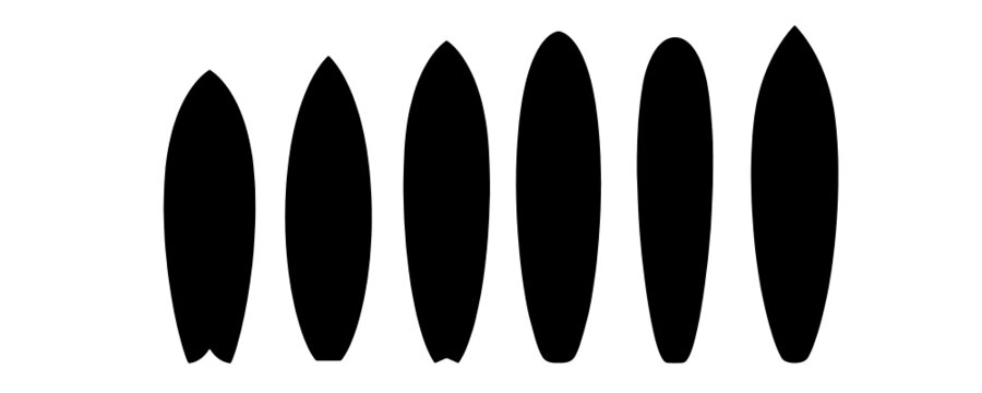 Set of Black Silhouettes Surfboards Vector