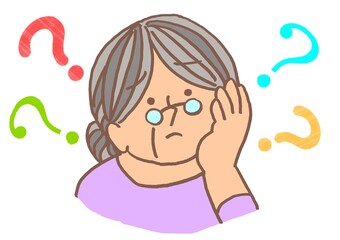 認知症　記憶障害　もの忘れに困惑する高齢女性