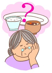 認知症　食事の内容が思い出せない高齢女性