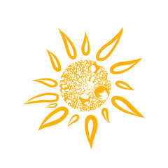 The yellow sun is a symbol. Vector illustration