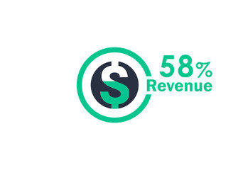 58% revenue design vector image