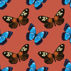 Obraz na płótnie Canvas florals butterflies seamless pattern vector design