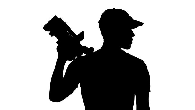 Portrait of a man with camcoder