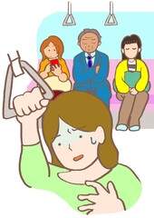 パニック障害　電車内でパニック発作に襲われる若い女性