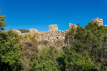 ruins of the antique castle Gedelme Kalesi in the valley of the Taurus mountains, Turkey