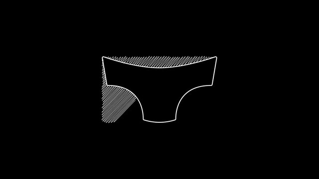 White line Men underpants icon isolated on black background. Man underwear. 4K Video motion graphic animation