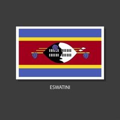 Eswatini flag Vector Square Icon on Black Background.