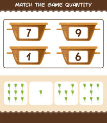 Match the same quantity of leek. Counting game. Educational game for pre shool years kids and toddlers