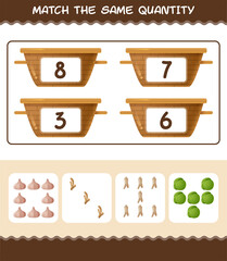 Match the same quantity of vegetables. Counting game. Educational game for pre shool years kids and toddlers