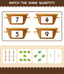 Match the same quantity of vegetables. Counting game. Educational game for pre shool years kids and toddlers