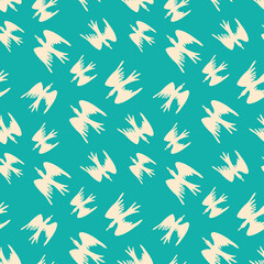 Fototapeta premium Seamless pattern of silhouettes abstract cartoon flying birds
