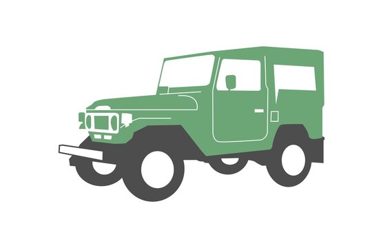  Classic Green Car Off Road Simple Vector Design