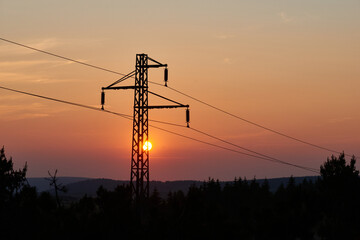Fototapeta premium Strommast im Abendlicht 